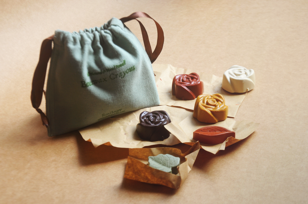 Handmade Natural Jumbo Rose Beeswax Crayons – Set of 6 Crayons