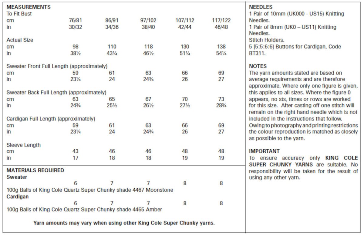 King Cole 'Easy Knit' Ladies Sweater & Cardigan Knitting Pattern 5636 - Super Chunky