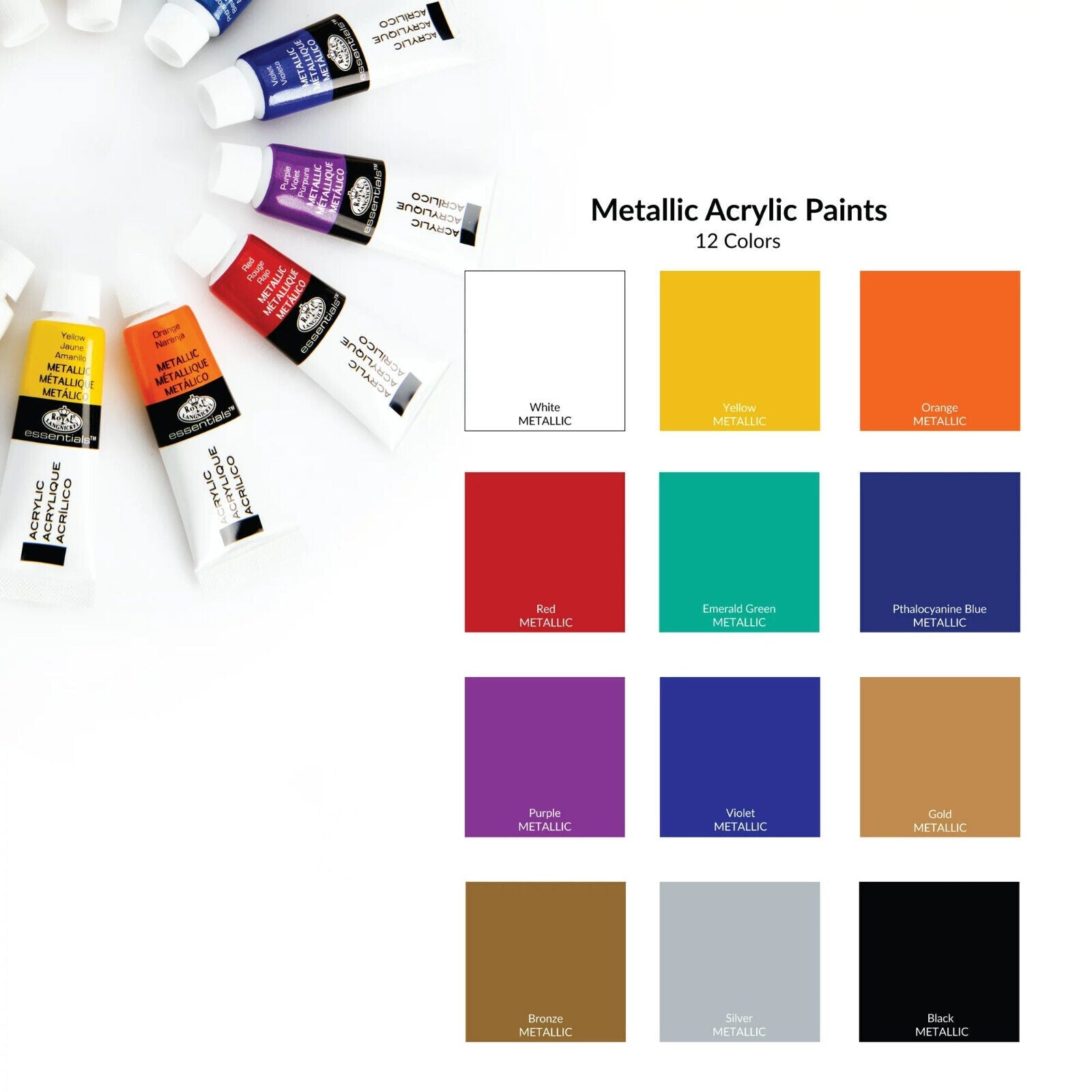 Royal & Langnickel Artists Acrylic Paints: Metallics - 12pc
