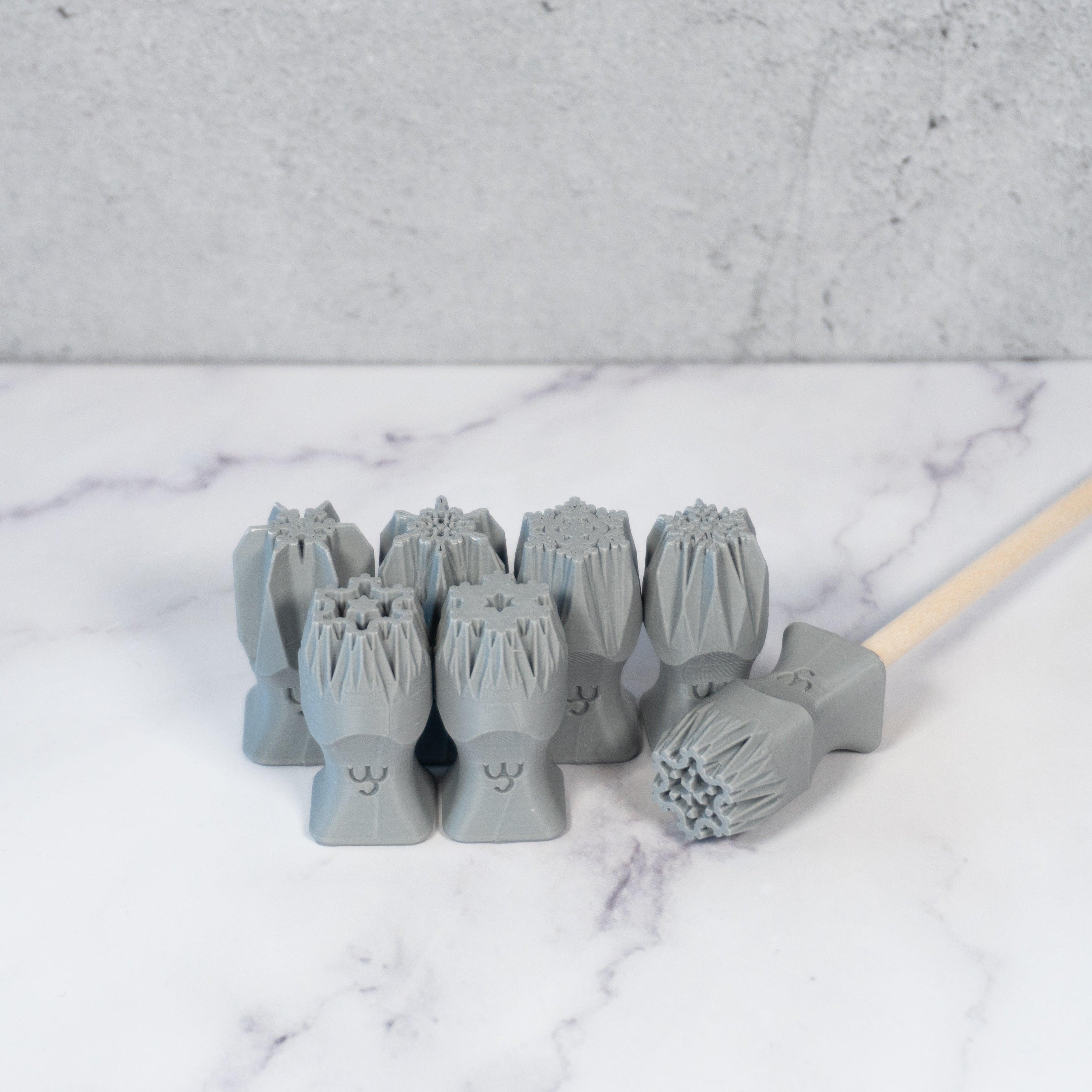 Snowflake Stamps Set of 7 - Six-Sided Snowflakes