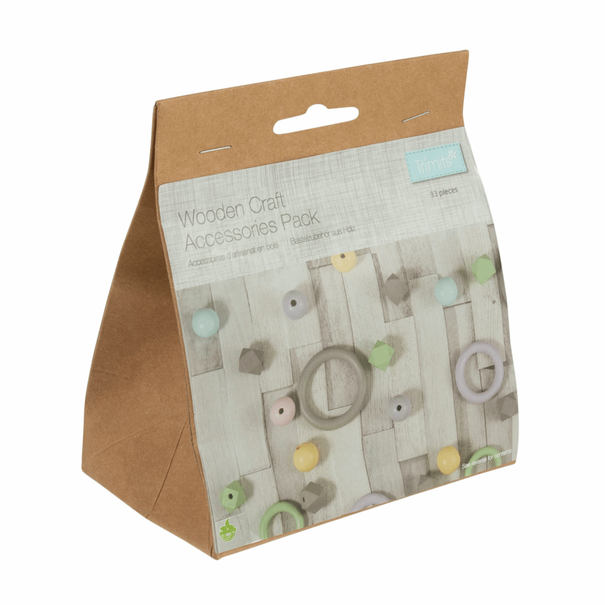 Trimits Coloured Wooden Craft Accessories Pack - 33 pieces
