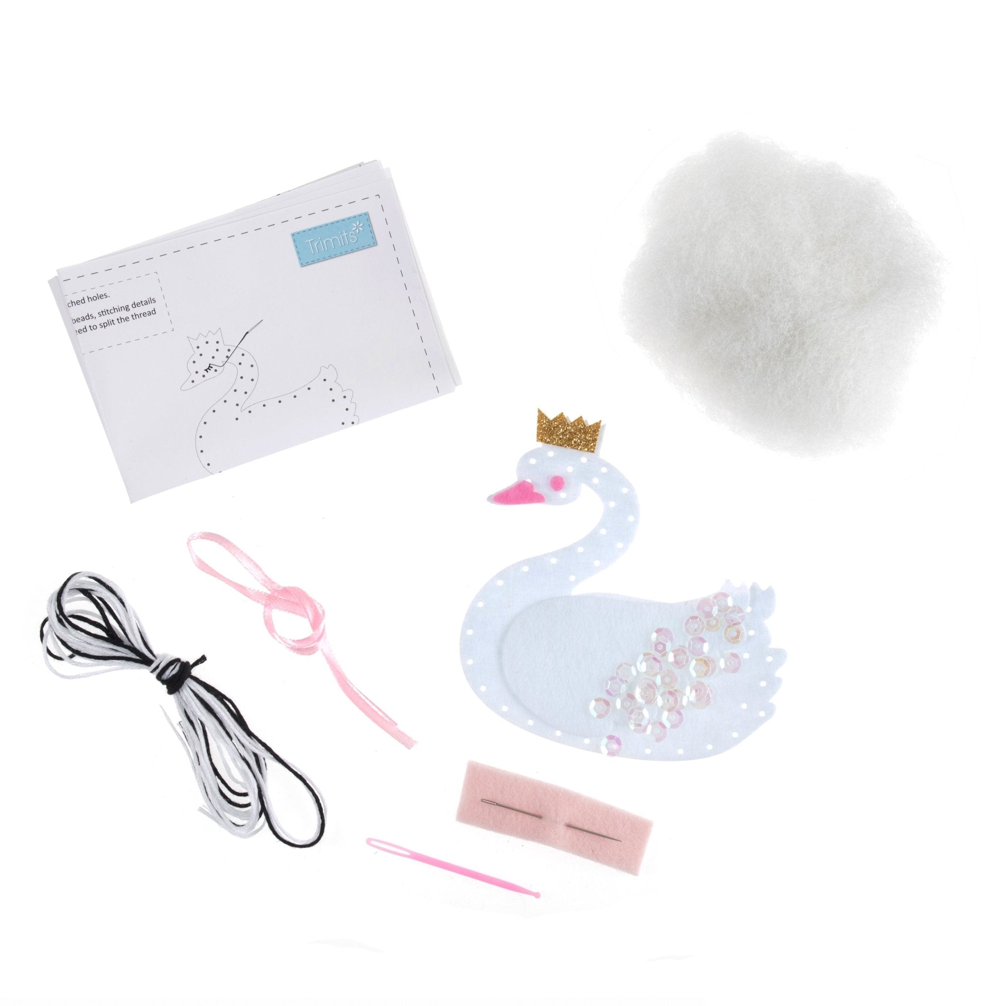 Trimits Felt Decoration Kit: Swan with Crown