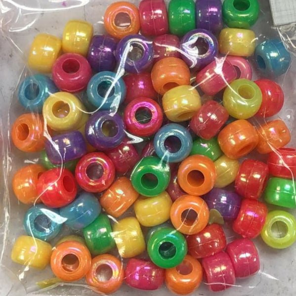 Trimits Plastic Round Crow Pony Beads: Multi Colour Pearl - 20g