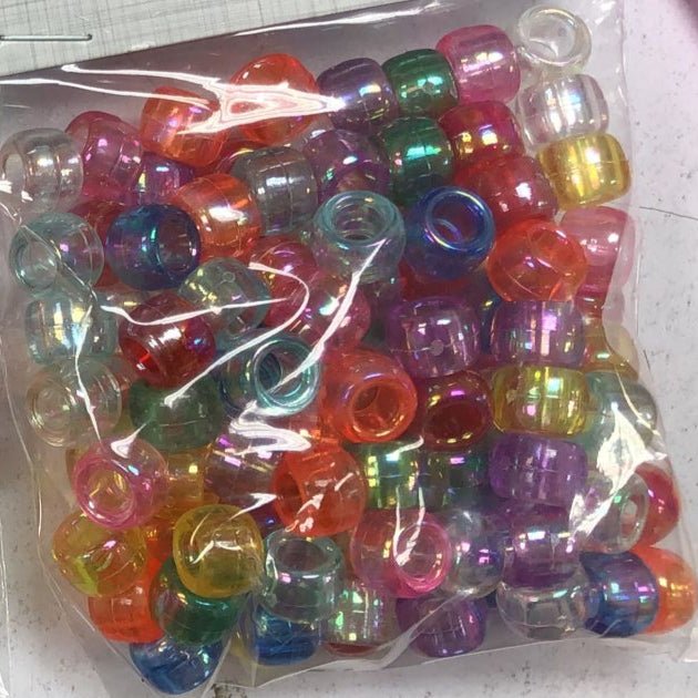 Trimits Plastic Round Crow Pony Beads: Multi Colour Translucent - 20g