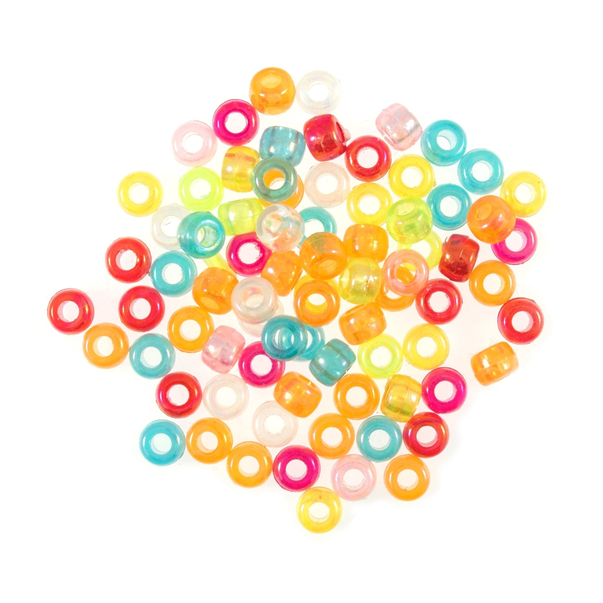 Trimits Plastic Round Crow Pony Beads: Multi Colour Translucent - 20g